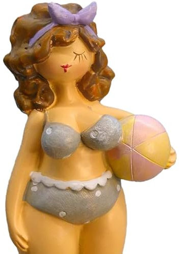 Pommerntraum ® | Dekofigur Sammlerfigur Maritime Badenixe mollige Badelady Nana Rubensfigur Rubenslady mit Strandball (Sandra)