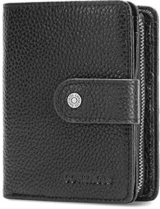 FORRICA Portafoglio Uomo Vera Pelle Donna Portafoglio RFID Blocco con Tasca Portamonete Cerniera Borsellino Confezione Regalo Nero