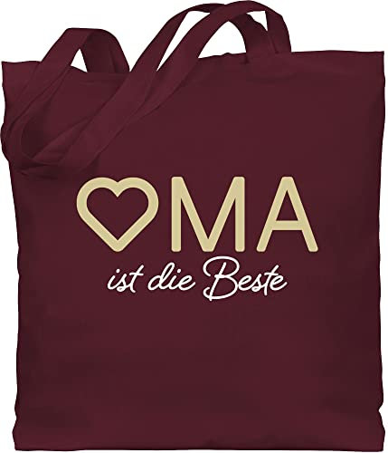 Baumwolltasche - Taschen - Oma ist die Beste gold/weiß - Unisize - Bordeauxrot - geschenke gifts for grandmas weimachtsgeschenke du bist beutel tasche geschenk omi omas stoffbeutel grandma gift