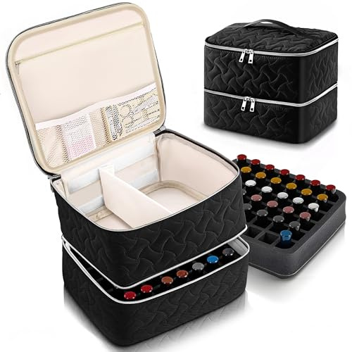 DreamGenius Nail Polish Organizer Bag Holds 42 Bottles, Black
