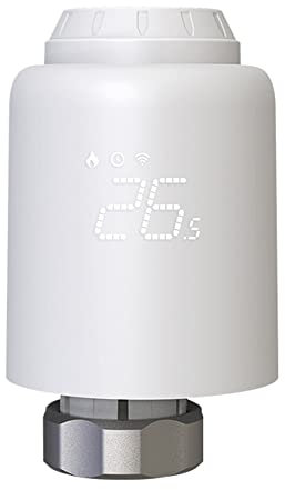 TELLUR Smart Valvula Termostatica Radiador, Valvula Termostatica WiFi Alexa, Seguridad Infantil, Protección Frost, Control Remoto por App y Voz, Compatible con Alexa, Google y Siri Shortcuts