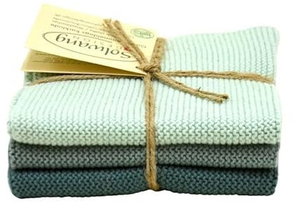 Solwang Putzlappen 3er Set, gestrickte Wischtücher aus Baumwolle (Arktische Kombi Bio)