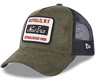 New Era NE Cord Patch Olive Black A-Frame Adjustable Trucker Cap - One-Size