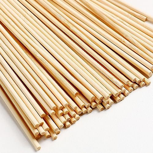 Baguette Bois 3mm * 30cm LEAFS 200 Pièces Robuste Tige en Bambou Rond Lisse et Sans Bavure Baton Bois Rond Naturel pour Arts Plastique Bricolage Décorations & Travail