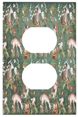 Plaque murale duplex simple en duplex rustique avec fond vert - Plaque de prise de courant - Plaque de commutation décorative pour décoration de salle de bain et chambre à coucher