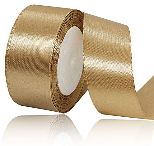 Dunkles Gold Satinbands 40mm Breit, 22m Schleifenband, Geschenkband für Geschenkverpackungen, DIY Handwerk, Blumensträuße, Nähprojekte, Schleifenherstellung, Geburtstags- und Hochzeitsdekorationen
