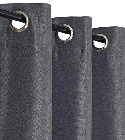 Atout Ciel Rideau tamisant à œillets 140x240cm prêt à Poser, Gris Anthracite chiné