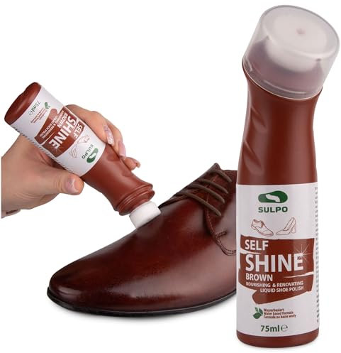 SULPO Cirage Express marron - Cirage pour chaussures - Cirage pour cuir avec applicateur éponge - Basé sur l'eau Entretien du cuir - Self Shine Liquid Shoe Cream 75ml