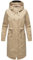 Navahoo Damen Leichter Übergangsmantel Kurzmantel lang mit Verstellbarer Kapuze Silberperlee Beige Gr. XXL