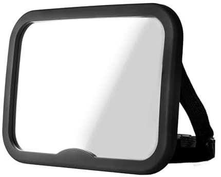 Novi Baby XL Rückspiegel Premium Schwarz, Auto-Rückspiegel für Babys, 100% unzerbrechlich & schwenkbar, Universal-Autospiegel für Babys