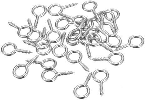 sourcing map 50 tornillos de ojo, acero inoxidable 304 de 20 x 10 mm, pequeños ganchos de tornillo autorroscantes, mini pasadores de ojo para manualidades, colgantes de arcilla de madera, botellas de