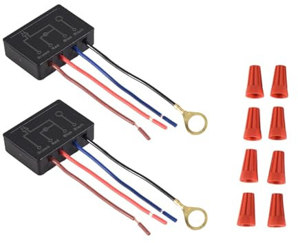 sunroot Interruttore per lampade touch, 2 pezzi, modulo di controllo delle lampade touch per LED dimmerabili, lampadine a incandescenza, kit di interruttori con tappi di cablaggio