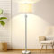 Floor Lamp,Floor Lamps for Living Room, Silver Standing Lamp with Fabric Lampshade,3 Colors Temperature,Adjustable Height Modern Standing Lamps for Bedroom Office(9W Bulb Included)