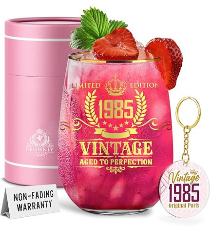CROWNLY CRYSTAL® 1985 Geschenke Zum 40 Geburtstag Frau Weinglas Mit Gravur Personalisierte Geschenke Frauen Deko Zum 40 Geburtstag Frau Geschenke Für Frauen Geburtstagsgeschenk Für Frauen