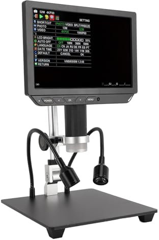 Microscopio Digital 4K, Microscopio de Aumento 10X-430X con Cámara de 33MP, Pantalla IPS de 8.0 Pulgadas, Control Remoto, HDMI, USB, para Computadora Portátil, Computadora, TV,