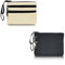 FuninCrea 2 monederos pequeños para mujer con 3 bolsillos con cremallera y llavero, monedero de lona para mujer, monedero pequeño para tarjetas, monedas y llaves, Negro y beige., Contemporáneo
