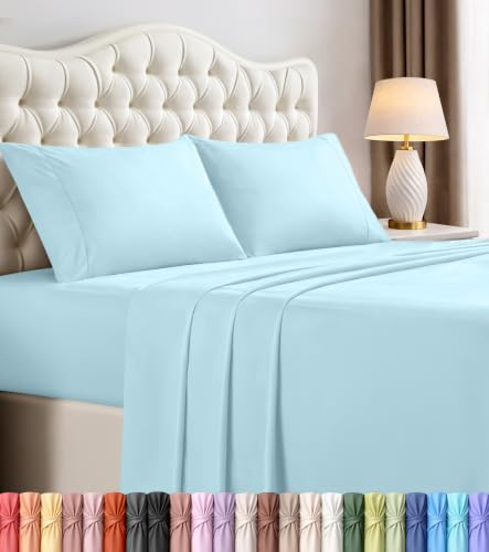 Utopia Bedding Full Bed Sheets Set - 4 Piece Bedding - Brushed Microfiber - Shrinkage and Fade Resistant - Easy Care (Full, Ice Blue) | Extra Soft Sheet Set, Comfortable And Breathable Refrigerator Sheets, Wrinkle And Fade Resistant, Fitted Sheet, 2 Pillowcases