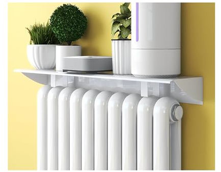 BSKJMMP Radiator Shelf White 40-100cm Radiator Cover No Installation Required Dustproof for Offices Living Rooms Kitchens (White, 100cm)