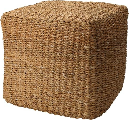 H&S Collection Fußhocker Pouf, natürliches Seegras, 40 x 40 x 38 cm, quadratisch