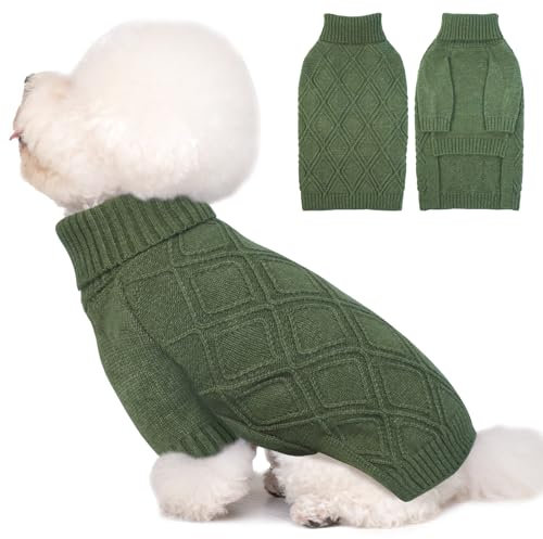 DENTRUN Hundepullover, Sweater für Hunde, Fleece Pullover Hund, Weich Hundepullover Fleece, Winter Warmer Hundepullover Kleine Hunde Rollkragen Strickpullover