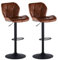 CLIPOP Barhocker Höhenverstellbar 360°Drehbar Barstühle Küchenstühle Tresenhocker Bar Hocker mit Rückenlehne und Fußstütze, (Kunstleder Braun, 2er Set)