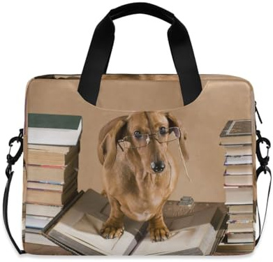 Bassotto Libro Professore Laptop Bag 13 14 15.6 pollice Manica del Computer Leggero Borsa Tote Bag Valigetta per Donne Uomini, #01, Taglia unica