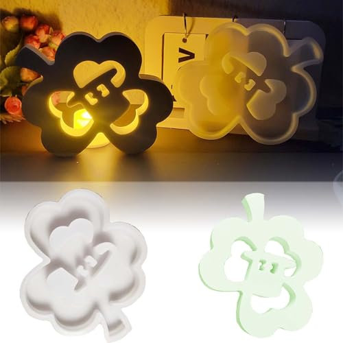 Silikonformen Gießformen Kleeblatt WISIRENT, Silikonform Glückskleeblatt, Silikonformen Frühling Kleeblatt Silikonform, Gipsformen Zum Gießen Frühling Ostern für Diy Kerzen Gips