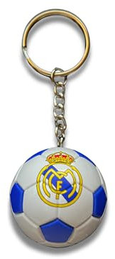 ZONREX Porte-clés ballon Real Madrid | Design exclusif en blanc et bleu avec blason du Real Madrid | Accessoire pour fans et collectionneurs, bleu, S