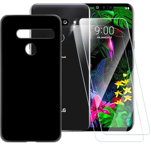 Bedruckte TPU Handyhülle + 2er-Set Gehärtete Schutzglas Kompatibel mit LG G8 ThinQ, Künstlerisches Schlankes Stoßfestes Cover, Kratzfest, Rundumschutz