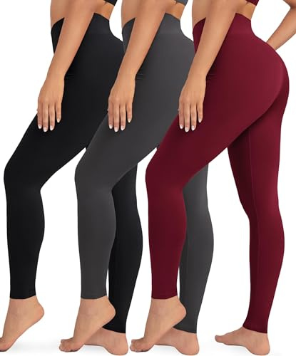 VALANDY Creamlush 3 Pack Leggings for Women High Waisted Tummy Control Leggings Buttery Soft Yoga Pants（S-5XL）