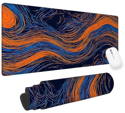 Blue Mouse Mat Topographic Map Gaming Mouse Pad 700x300x3mm Large Mouse Pad, Gaming Keyboard Mousepad, Extended Mousemat, Waterproof Surface, Durable Stitched Edges, Laptop Desktop Gaming Pad yv-675