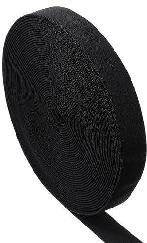 Bande élastique à coudre - 10 m - Largeur : 25 mm - Noir - Pour ceinture de pantalon - Couture élastique double face - Pour le bricolage, les accessoires de couture