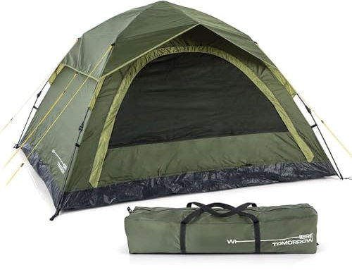 Where Tomorrow Pop up Wurfzelt für 4 Personen | für Camping, Outdoor, Festival, Strand & Party | mit Sonnenschutz & Regenschutz | Sekundenzelt - leicht & wasserdicht | Biwak Zelt