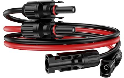 Solarkabel 6mm2 PV Kabel 6mm², 2×Solar Kabel Solarkabel 2M Photovoltaik Kabel für PV Module(Rot-und-Schwarz)