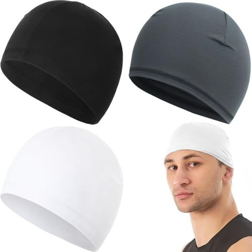 KOLZEMV sottocasco estivo 3 Pezzi Sottocasco Bici Estivo Sottocasco per Moto Traspirante, Sottocasco Moto Estivo sotto Casco Cuffia da Ciclismo Bandana Sportivo Berretto Sport Uomo Donna