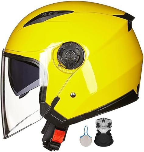 Jethelm Mit Doppelvisier Rollerhelm M-XXL Mit Sonnenblende DOT/ECE Zertifiziert Retro Motorradhelm Mit Visier Mopedhelm Für Motoroller-Herren Und Damen-Robust Komfortabe Scooter 6,L