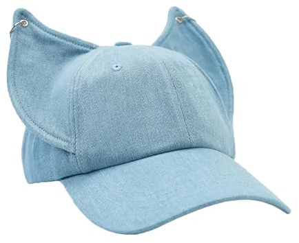 BSYLOO Fox Ear Baseball Cap für Frauen Denim Tier Hut Niedliche Cartoon Fox Cap Verstellbar Y2K Neuheit Hut