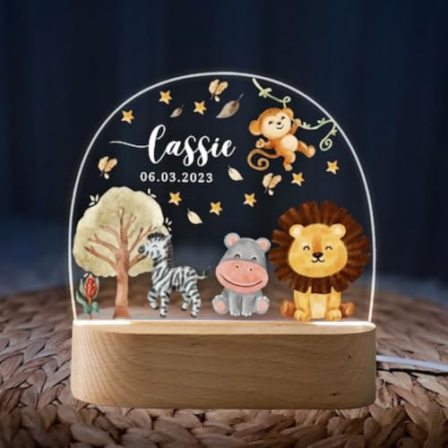 Fallover Persönliche Baby-Nachtlicht mit Namen, Geschenk Geburt für Mädchen/Jungen, Taufe Einzigartige Kinder Nachttischlampe, Geschenkidee für Neugeborene, Geschenk Weihnachts & Geburtstags, Style 13