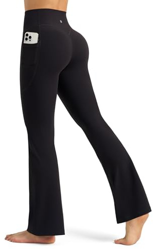 WILLIT Damen Flared Leggings Schlaghose Hohe Taille Yogahose mit Taschen Ausgestellte Leggins Blickdicht Bootcut Sporthose 77cm/81cm