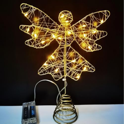 Amesor Weihnachtsbaumspitze | Glitzer Engel Deko Für Innenbereich | Schmuckfigur für Wohnzimmer Schlafzimmer Balkon Terrasse Garten