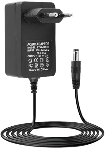 12V 2A Netzteil 24W DC Adapter mit 5,5mm x 2,1mm Stecker, Steckernetzteil AC 100-240V Eingang, Ladegerät kompatibel mit LED Streifen, CCTV Kamera, LCD Monitor, Router, Festplatten, Mediaplayer, Radio