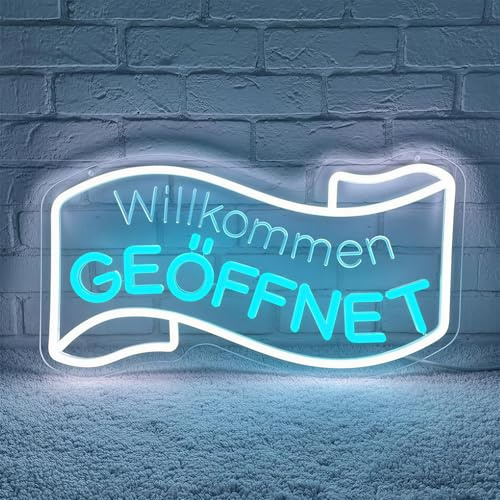 Lxmoneon Geöffnet Neon Schild, Open LED Schild für Türfenster, USB betriebenes Willkommen Geöffnet Neonlicht mit dimmbarem Schalter für Laden Bar Supermarkt Kneipe Party Restaurant Café Hängeschild
