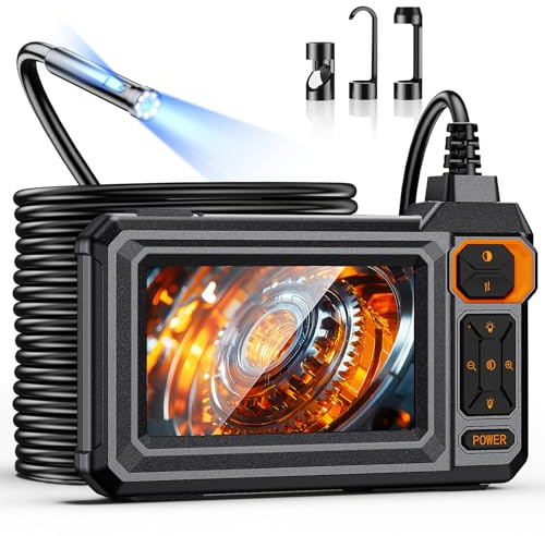 Endoskopkamera mit Licht-Dual Lens, Industrielles Endoskop 5M Kabel | 4,3 Zoll IPS Display, 1080P HD, IP67 Wasserdicht, 8mm Inspektionskamera für Abwasser, Klimaanlage, Auto