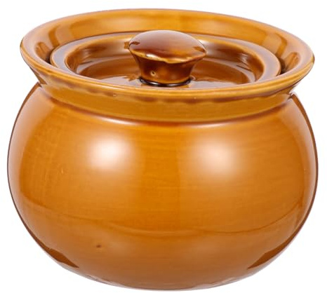 HYTROVE Puchero Porcelana de Cerámica Marrón para Cocina en Casa y Restaurantes, Resistente al Calor y No Fácil de Dañar, Capacidad 400ml