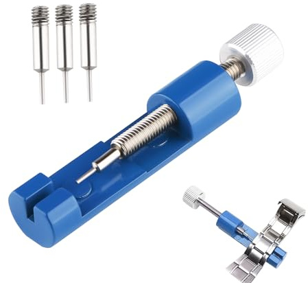 Muexoee 1 PCS Watch Link Removal Adjustment Tool - Blue Portable Watch Band Repair Kit with 3 Extra Pins for Strap Adjustment