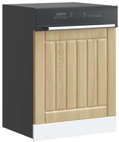 YuuSsea Lucca Sonoma Oak Dishwasher Panel, Engineered Wood Kitchen Appliance Door, 60x67cm Protective Front for Integrated Dishwashers, Easy Clean Surface