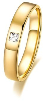 Damen Ringe Gold 750 Echtgold, Eheringe Weiß Moissanit Prinzessinnenform Gelbgold Gr.67 (21.3) 18 Karat Gelbgold