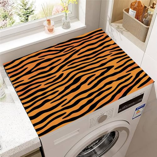 Hixingo Rayas de Cebra 3D Cubre Lavadora Parte Superior, Funda Secadora Carga Superior, Protector Cubre Antideslizante para Lavadoras, Secadoras, Cocinas, Baños (Estilo 8,30x40cm)