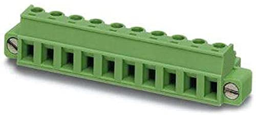 PHOENIX CONTACT MC 1.510-ST1F-5.08 PCB connector, green, 1.5mm² nominal cross-section, 10 number of connections, MC 1.5..-ST1F article family, 5.08mm pitch, 50 pieces