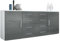 Vladon Sideboard Faro V2, Made in Germany, Kommode mit 2 Türen und 4 Schubladen, Weiß matt/Grau Hochglanz (166 x 72 x 35 cm)